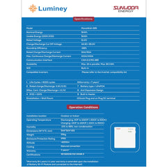 Luminey Sunwoda Lithium Battery Monawall 51.2V 100Ah 7-Year Warranty (ONLY FOR KARACHI )