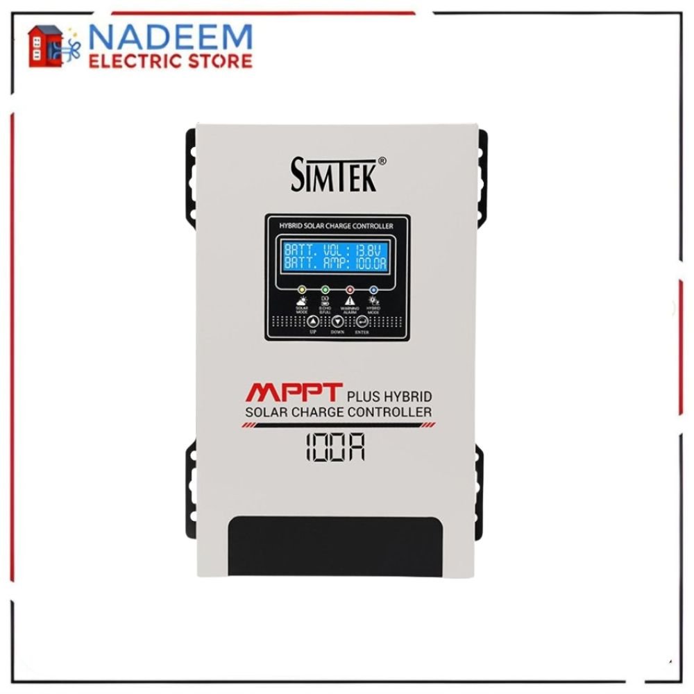 Simtek Mppt Plus Hybrid Solar Charge Controller 170v Voc 100amp Fully Automatic With Dual Lcd & Led Display Auto Detect 12v/24v – 1 Year Warranty - Nadeem Electric Store