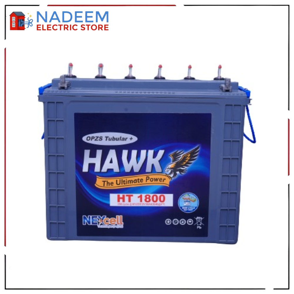 Hawk HT 1800 180AH 07 Plates 12V Tall Tubular Battery (only for karachi )