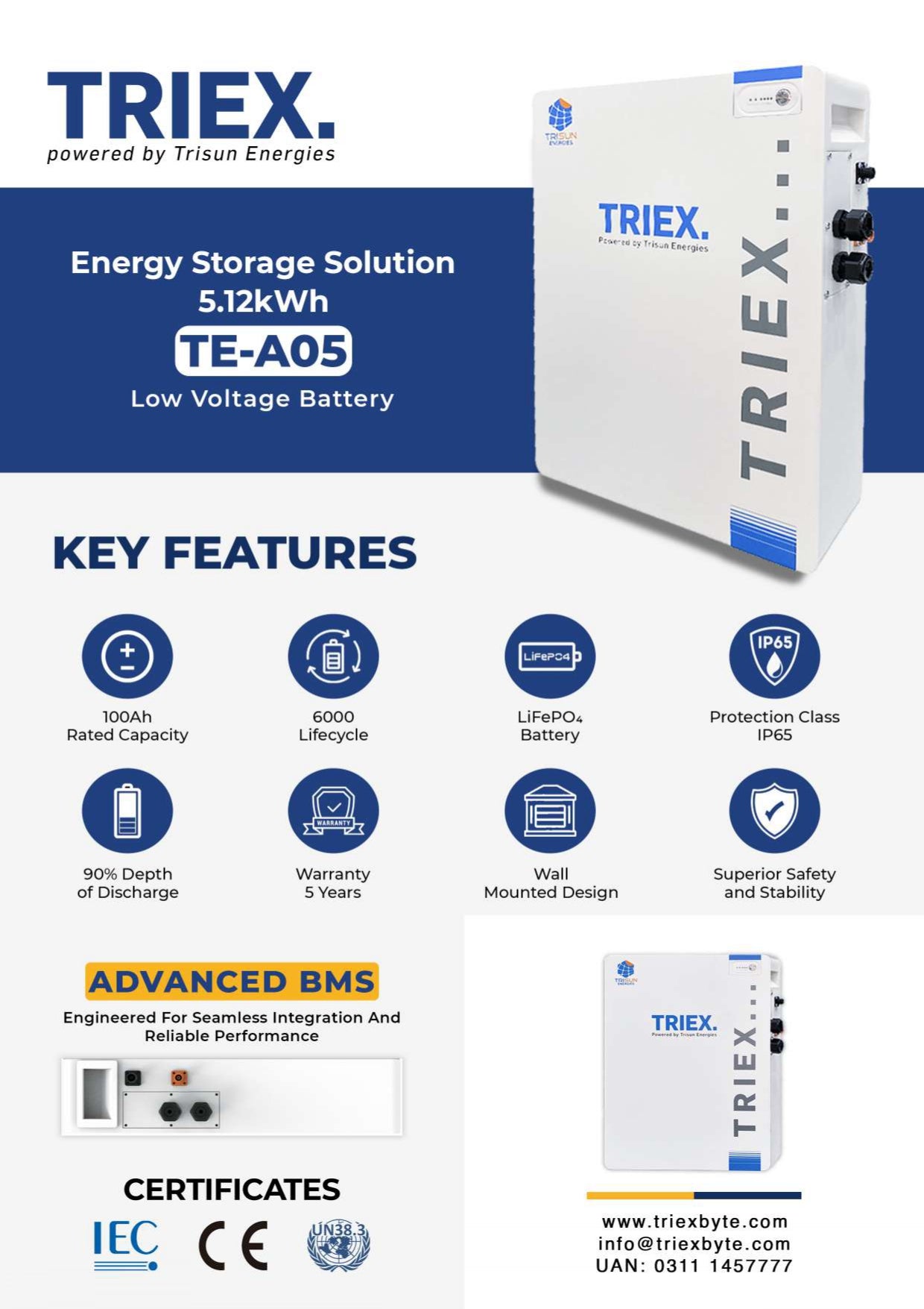 TRIEX LITHIUM BATTERY 51.2V 100AH IP65  (ONLY FOR  KARACHI )