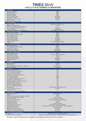 Triex 8kW, PV16000 (IP66)  Single Phase Hybrid LV Inverter