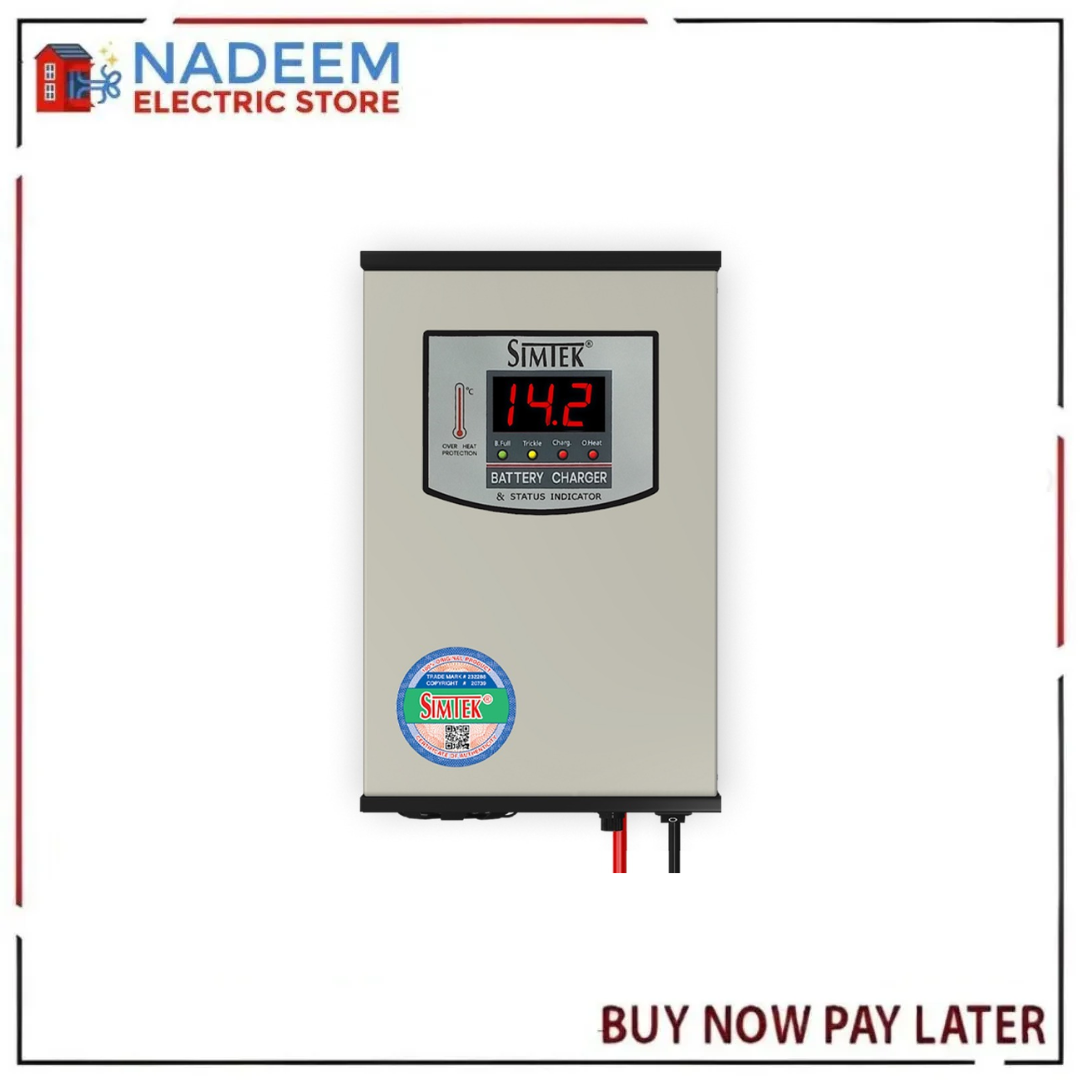 Simtek Digital Fully Automatic Battery Charger 12V 20Amp with Digital Meter – 3 Months Warranty