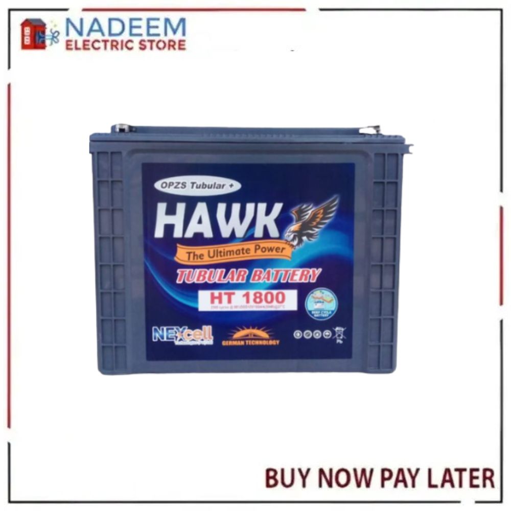 Hawk HT 1800 180AH 07 Plates 12V Tall Tubular Battery (only for karachi )