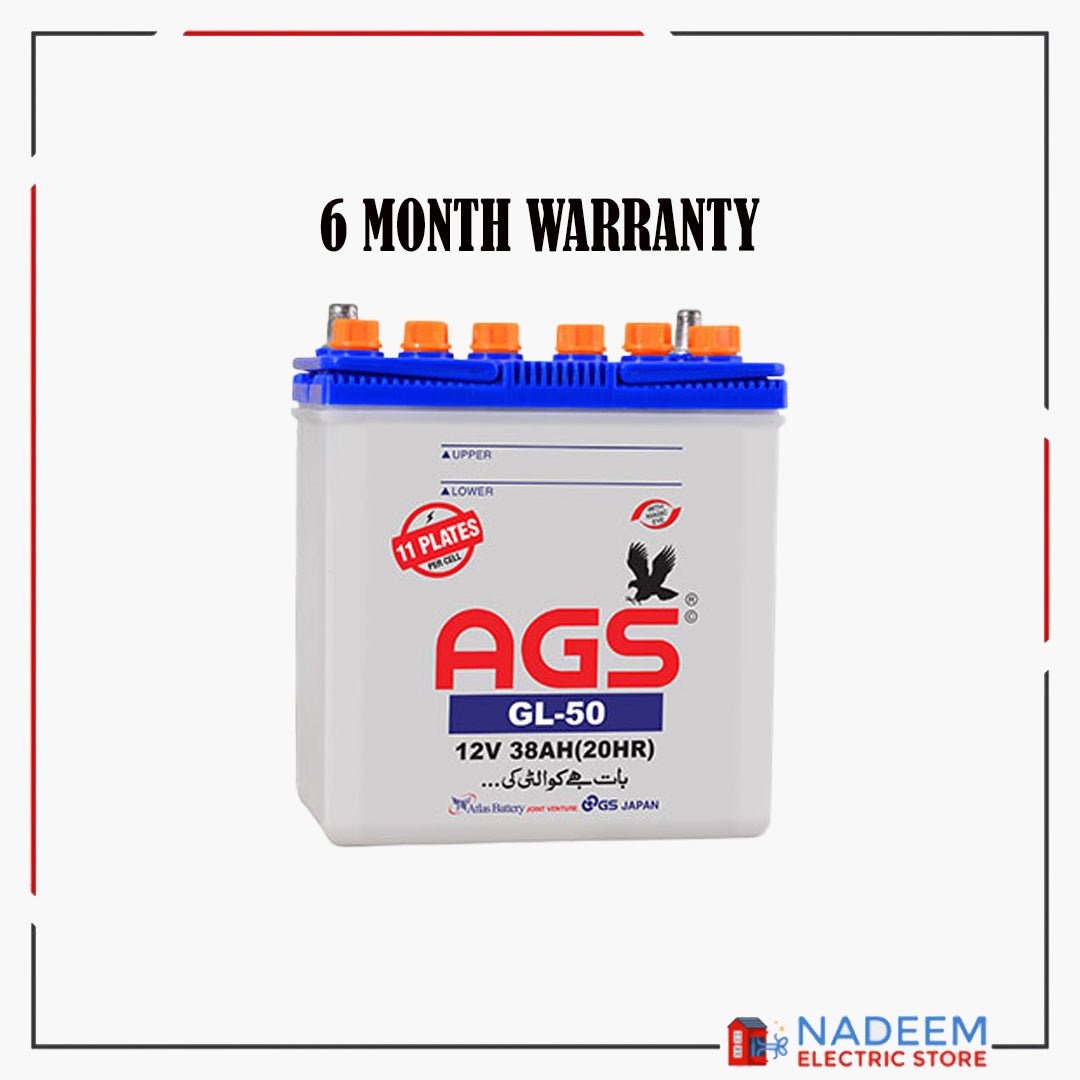 AGS GL-50L Without Acid Unsealed Car Battery - Nadeem Electric Store