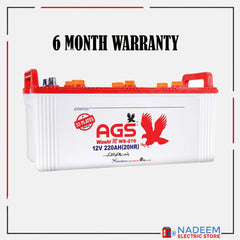 AGS Washi WS 270 220 Ah 33 Plate AGS Battery WS 270 - Nadeem Electric Store