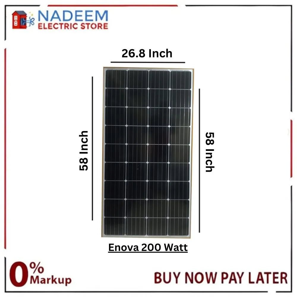 Enova Solar Panel 200 Watts, 12 Volts Mono Crystalline Cell Germany - Nadeem Electric Store