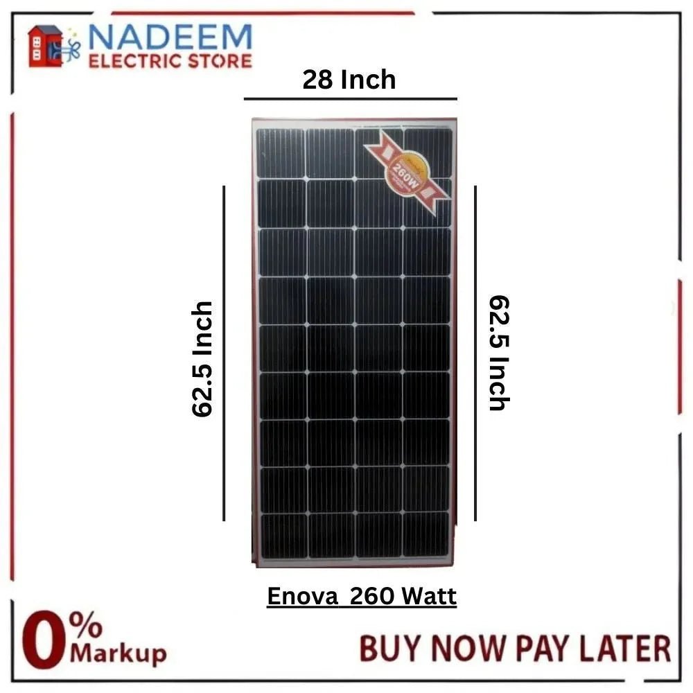 Enova Solar Panel (PACK OF 2) 260 Watts, 12 Volts Mono Crystalline Cell Germany - Nadeem Electric Store