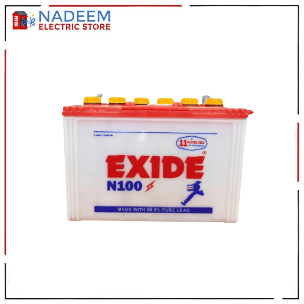 EXIDE BATTERY N100 11 PLATES 70 AMPERE 12 VOLTS UPS SOLAR INVERTER GENERATOR TRACTOR MULTI PURPOSE BATTERY ( with out acid ) - Nadeem Electric Store