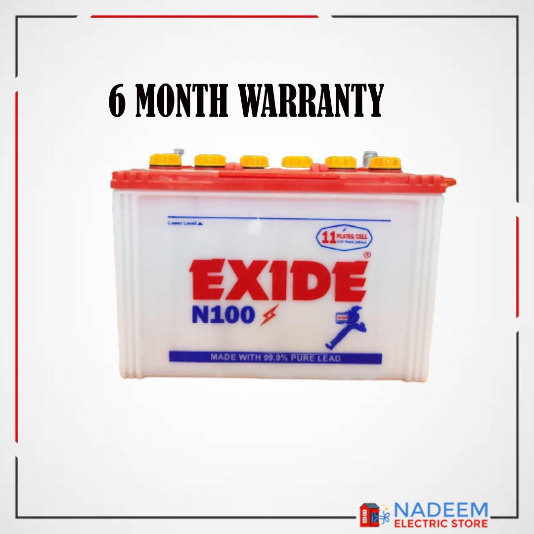 EXIDE BATTERY N100 11 PLATES 70 AMPERE 12 VOLTS UPS SOLAR INVERTER GENERATOR TRACTOR MULTI PURPOSE BATTERY - Nadeem Electric Store