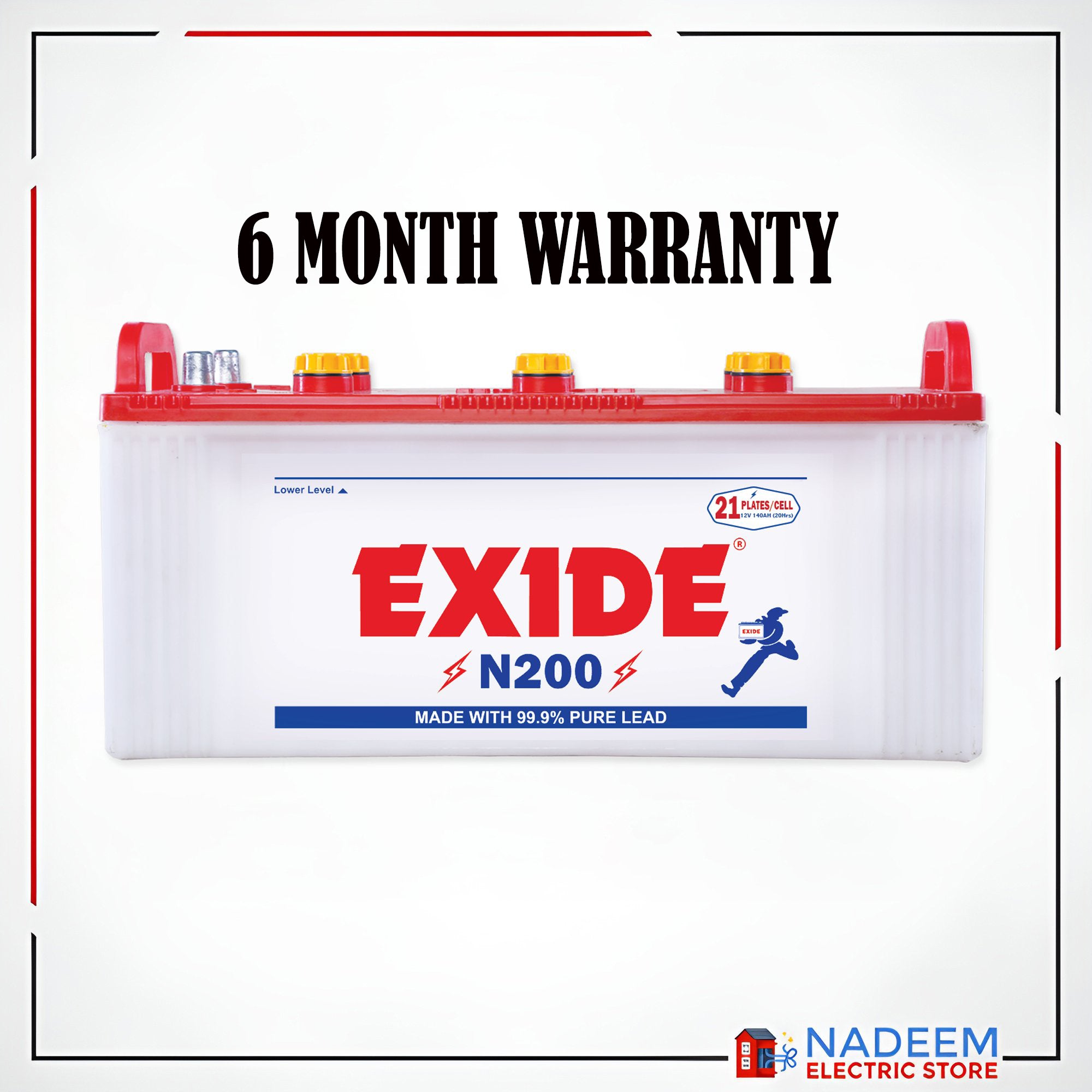 Exide Battery N200 140 Ampere 21 plates 12 volts Ups Inverter Solar Generator Tractor & Multi Purpose Battery - Nadeem Electric Store