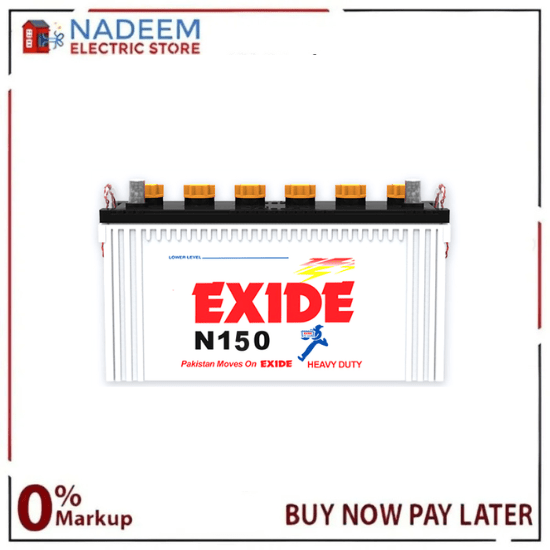 Exide N 150 Battery 120 AH 19 Plates New Box Pack Without Acid - Nadeem Electric Store