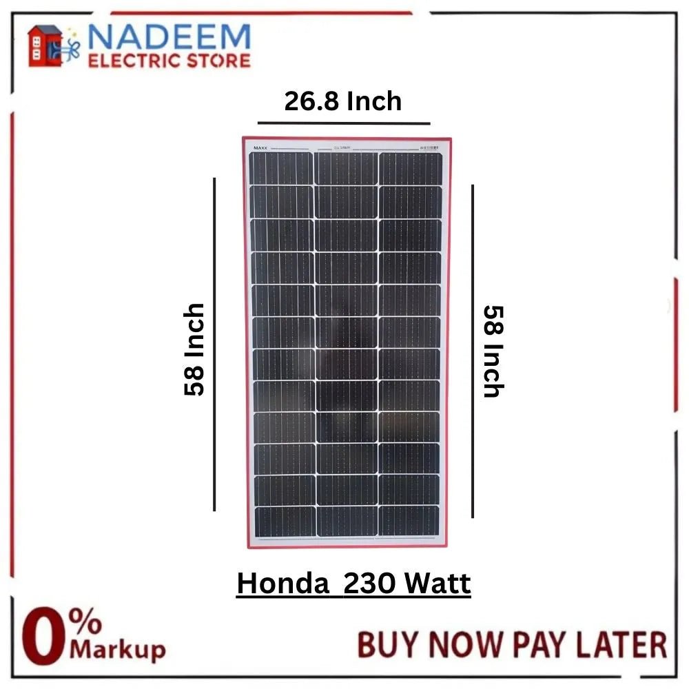 Honda Solar Panel Mono 12v/230Watts Heavy Duty Imported - Nadeem Electric Store