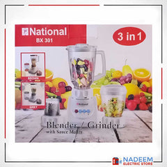 National BX 301 3 IN 1 Blender And Grinder With sauce Maker - Nadeem Electric Store