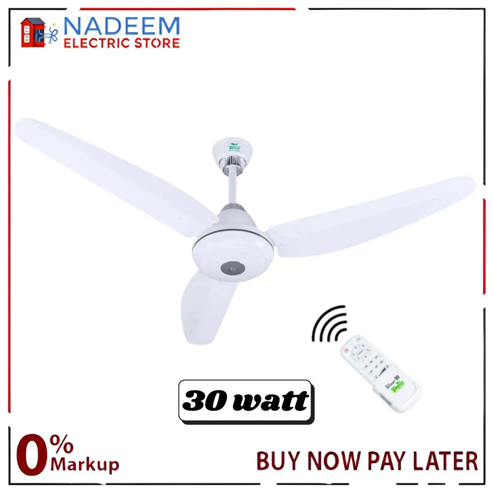 Tamoor Ceiling Fan Sober Model 30 Watt Eco-Smart Series 56 Inch Noiseless Motor. 99% Copper Winding Brand Warranty
