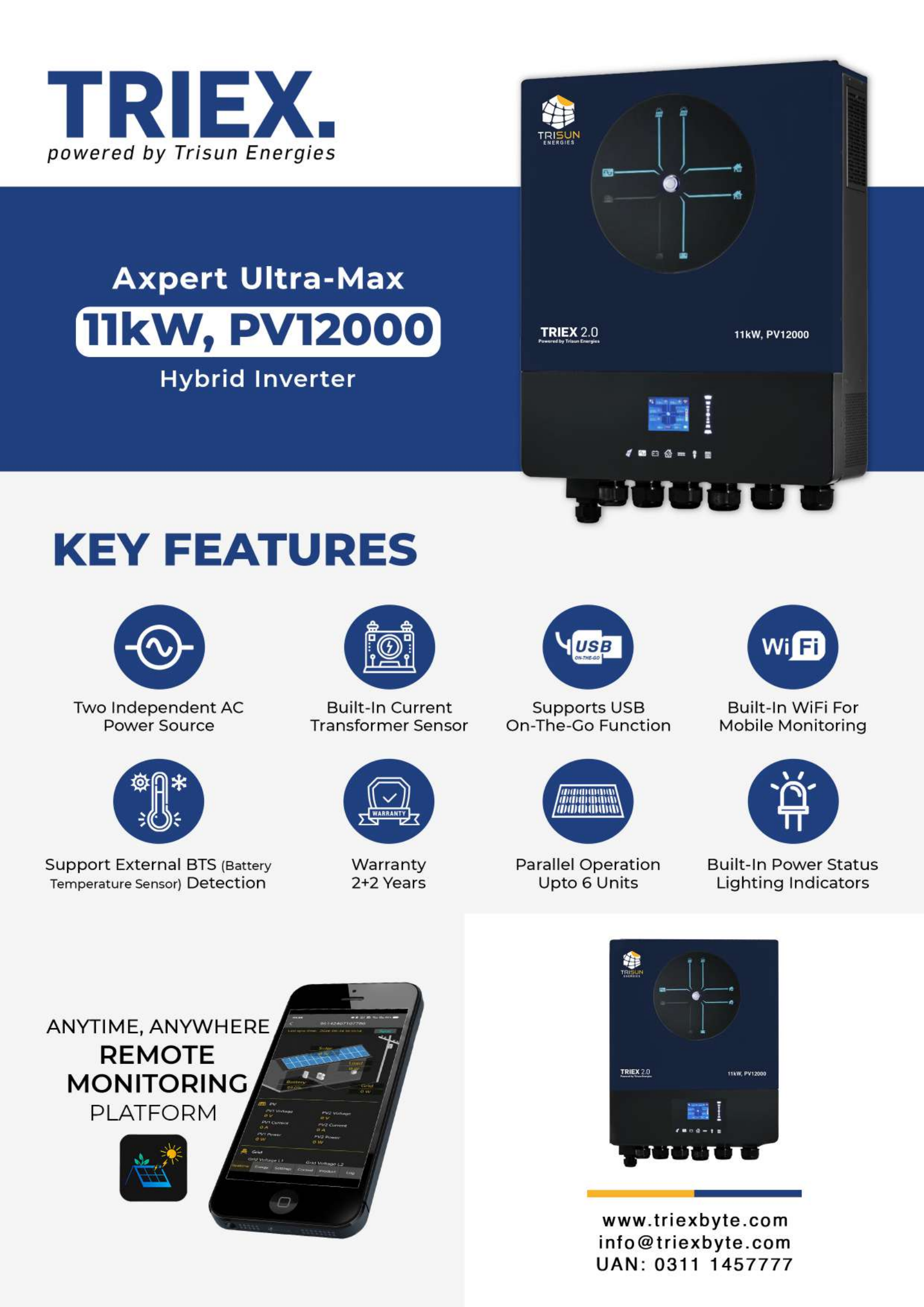 TRIEX Axpert Ultra-Max IP21 – 11kW (PV12000) Hybrid Inverter  (ONLY FOR  KARACHI )
