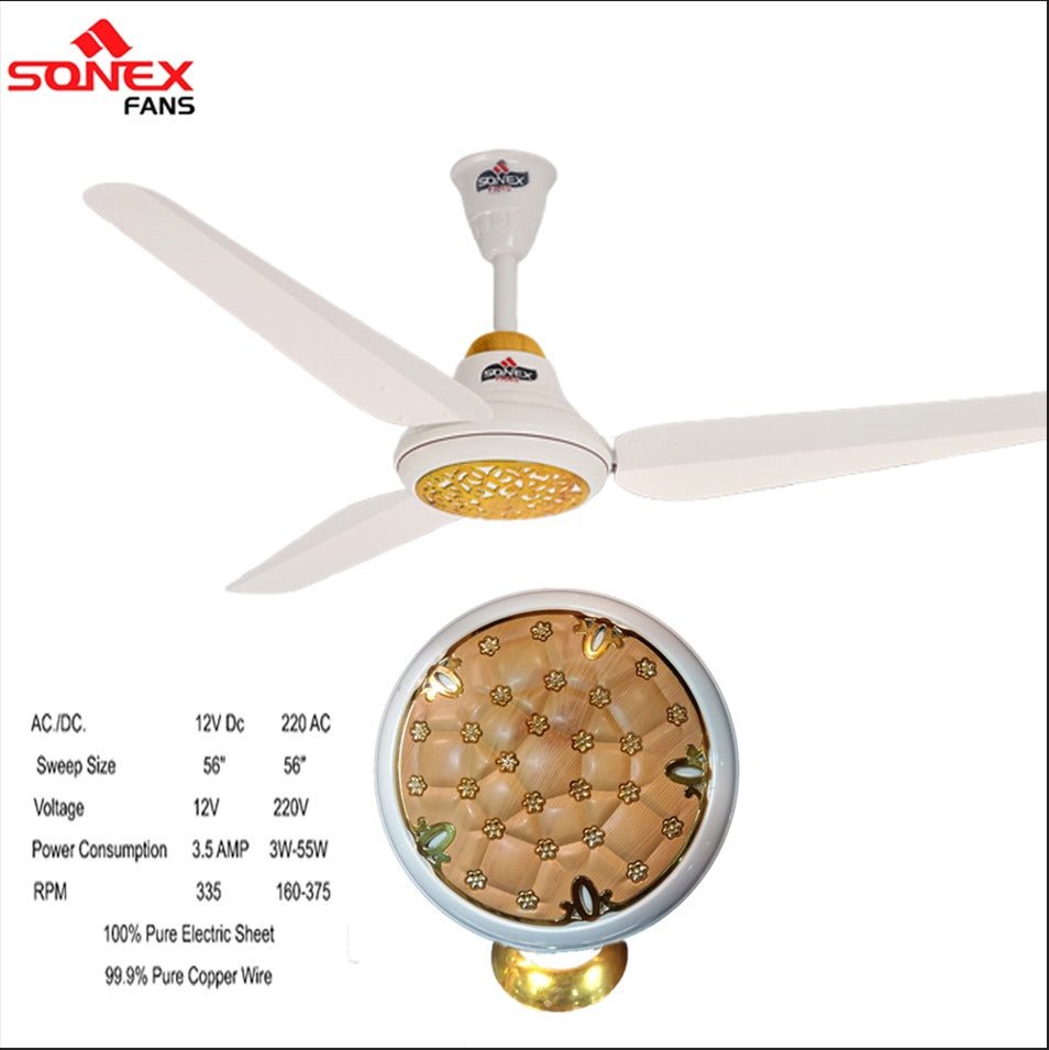 Sonex Fan AcDc 50watt Ceiling Fan Remote Control - 56 inches energy saver fan lightwood 2 year warranty - Nadeem Electric Store