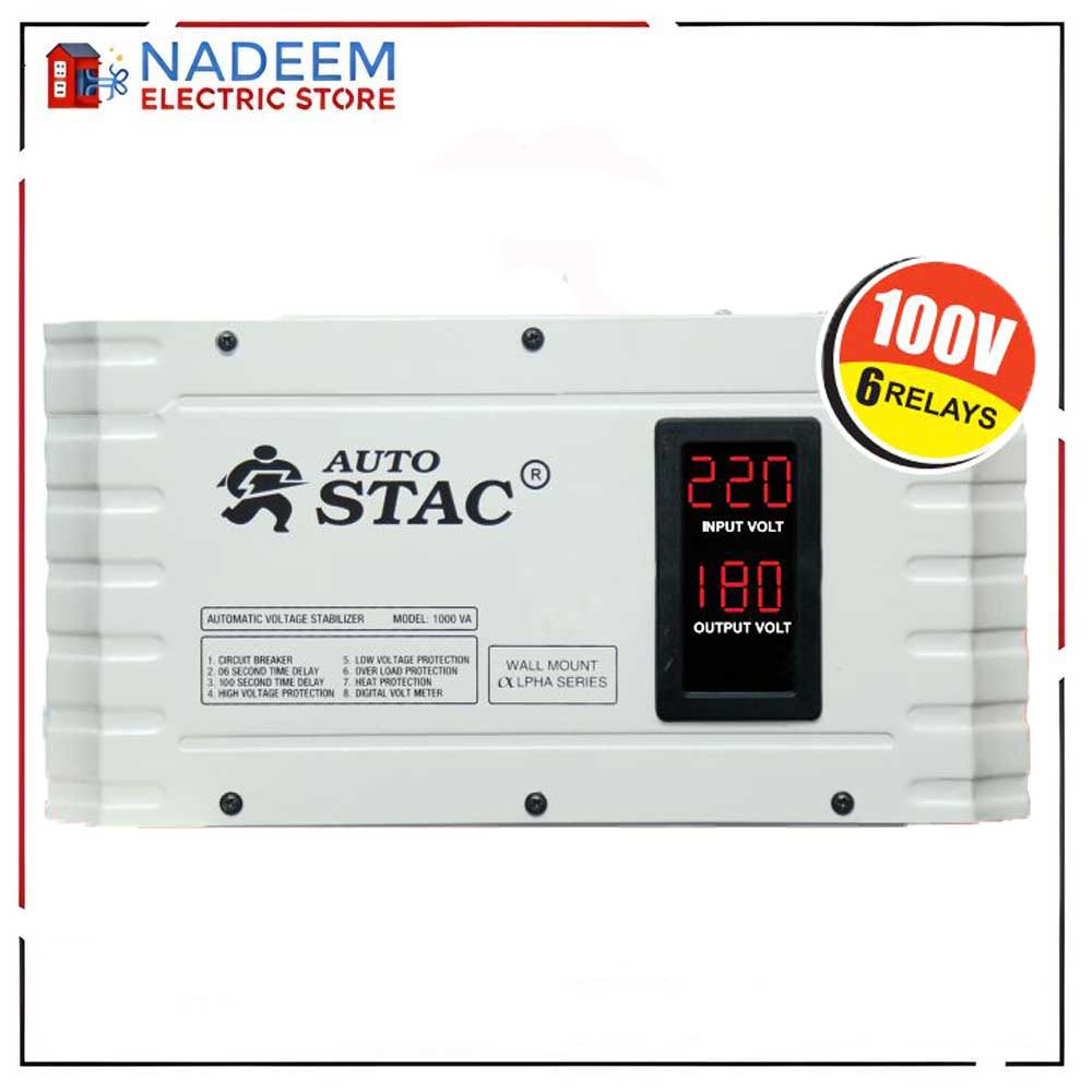 Stac Voltage Stabilizer, 1000VA, 6 Relays, Input 100 Volts - Nadeem Electric Store