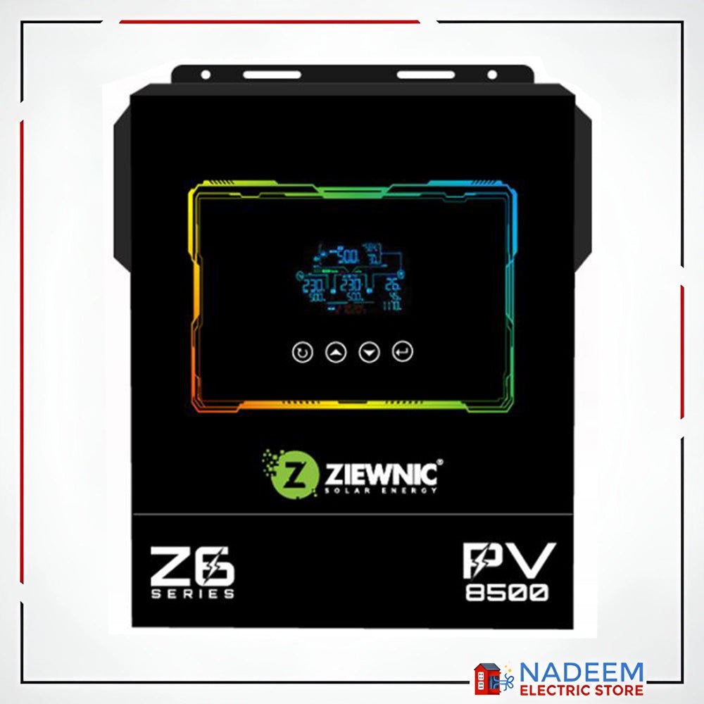 ZIEWNIC Z6 HYBRID 7.0 (KVA) 6G EUROPEAN - PV 8500 ON GRID WITH ENERGY STORAGE 100% Pure Sine Wave Solar Inverter 5 YEAR BRAND WARRANTY - Nadeem Electric Store