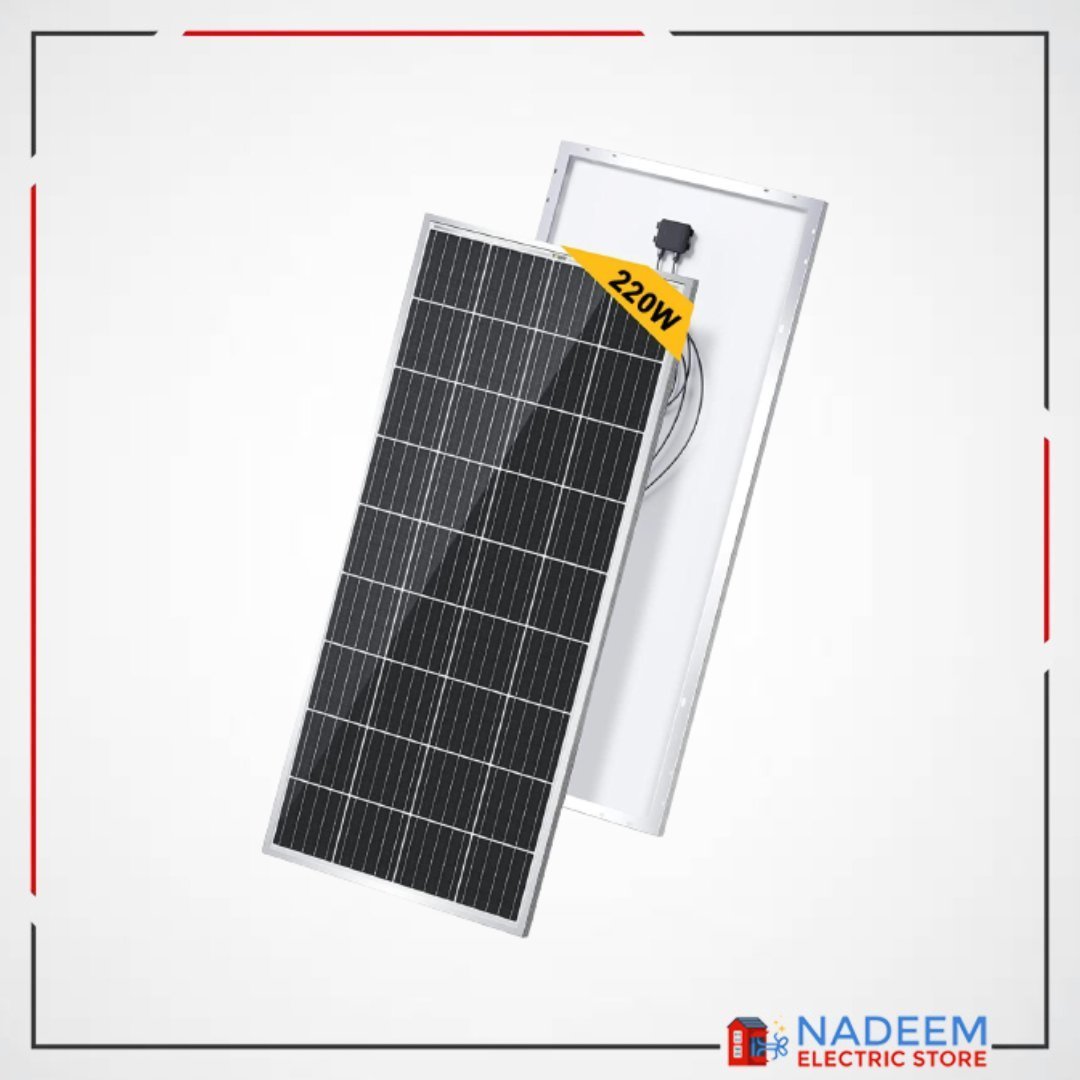 Khurshid Solar Panel (pack of 2) (A grade) plate 220 Watts Imported Mono Crystalline 12v/220 Watts Heavy Duty - Nadeem Electric Store